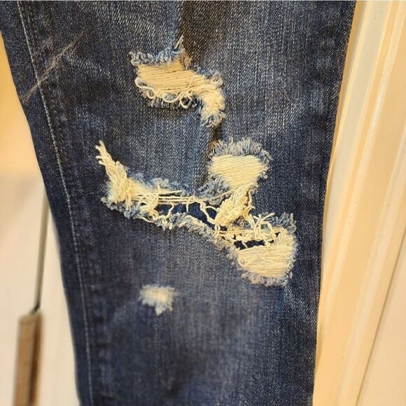 Old Navy Power Straight High Rise Destructed Distressed Jeans Size 2 - Picture 4 of 7